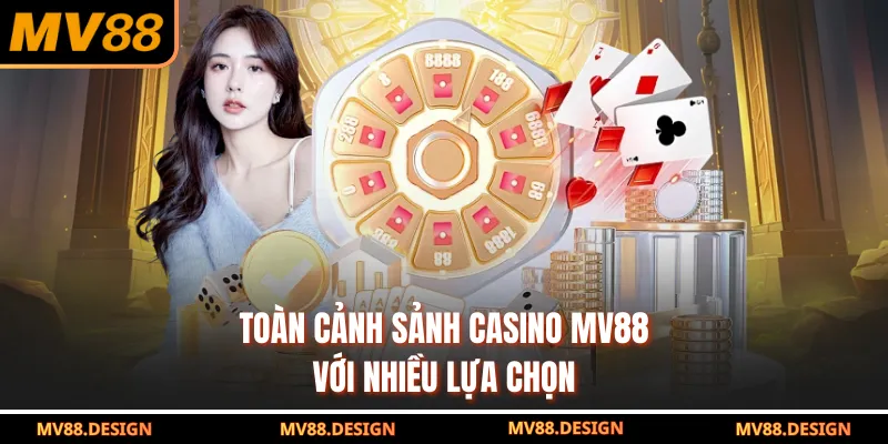 Toàn cảnh sảnh casino MV88 với nhiều lựa chọn